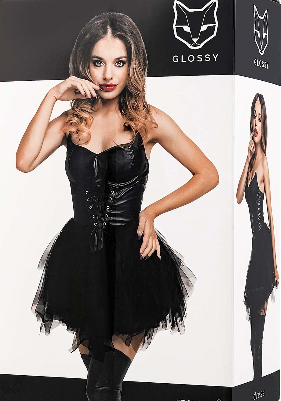 Glossy – Elisia – dress – wetlook – black 