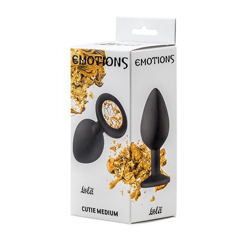 Anal Plug Emotions Cutie Medium Black golden crystal